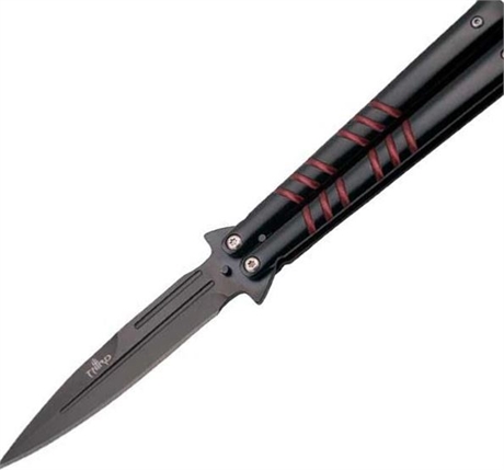 Couteau Papillon THIRD Noir/Rouge 13 cm Inox NOIR